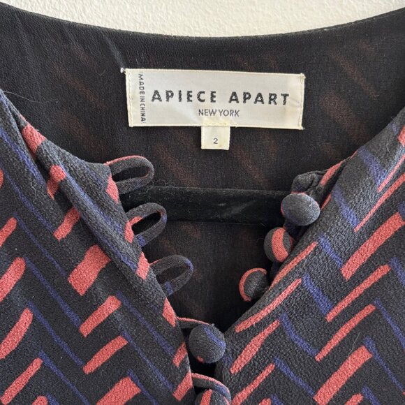 Apiece Apart Navy Hatch Print Upaya Dress - Size 2 - - Picture 6 of 7